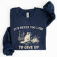 It's Never Too Late To Give Up, Raccoon, Meme, Aesthetic, Funny Sweatshirt
