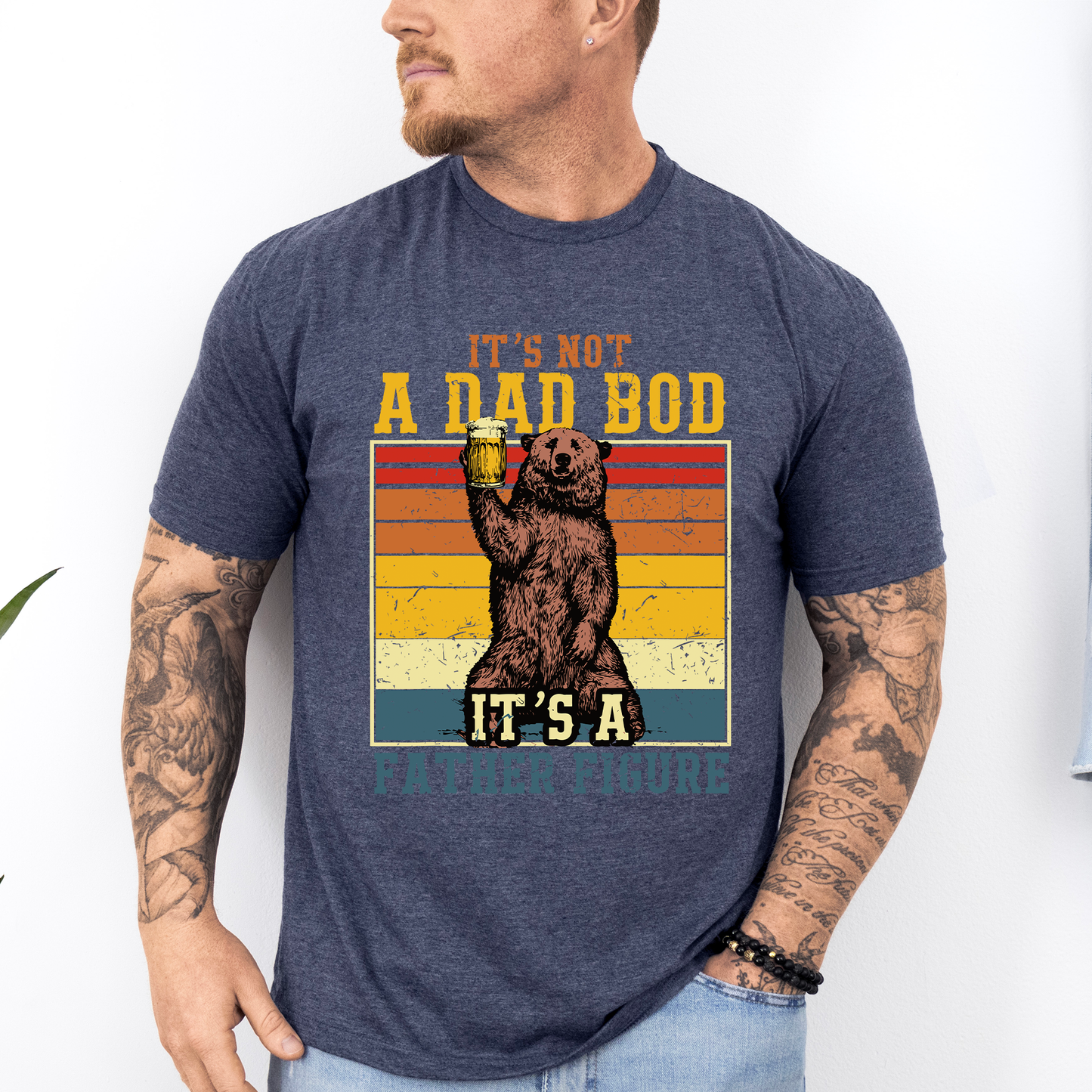 It's Not A Dad Bod, It's A Father Figure, Bear, Beer, Father's Day, Husband, Guy Gift, Soft Style T-Shirt