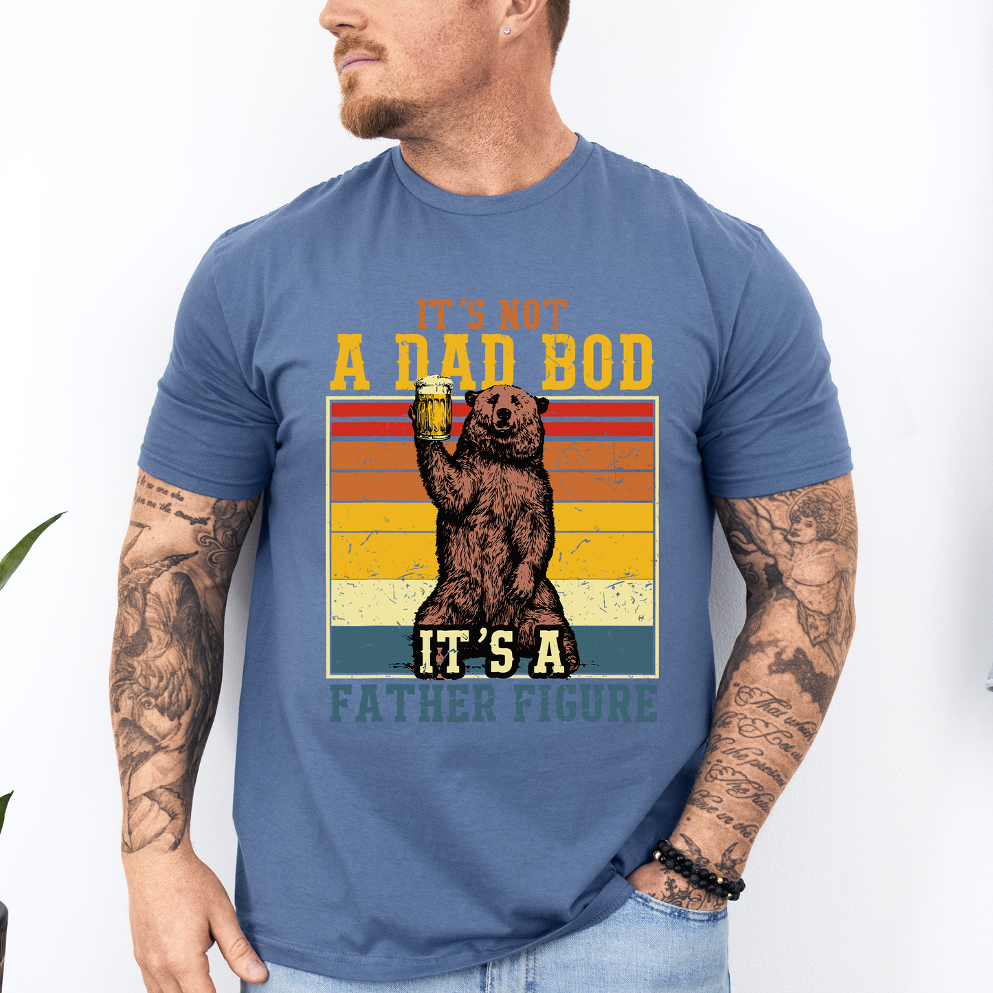 It's Not A Dad Bod, It's A Father Figure, Bear, Beer, Father's Day, Husband, Guy Gift, Soft Style T-Shirt