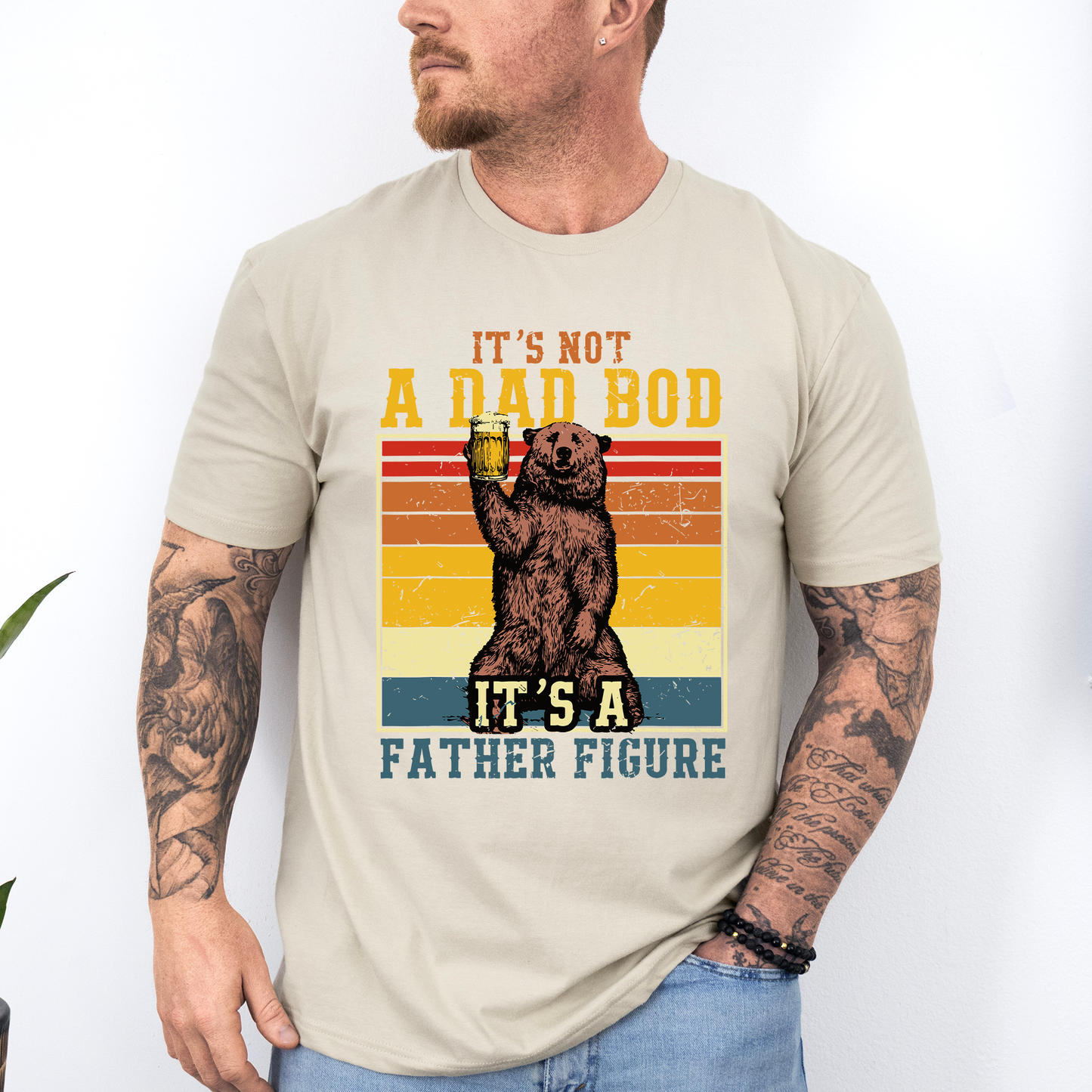 It's Not A Dad Bod, It's A Father Figure, Bear, Beer, Father's Day, Husband, Guy Gift, Soft Style T-Shirt