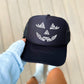 Jack O Lantern, Faux Lace, Halloween, Black Snapback Trucker Hat
