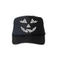 Jack O Lantern, Faux Lace, Halloween, Black Snapback Trucker Hat