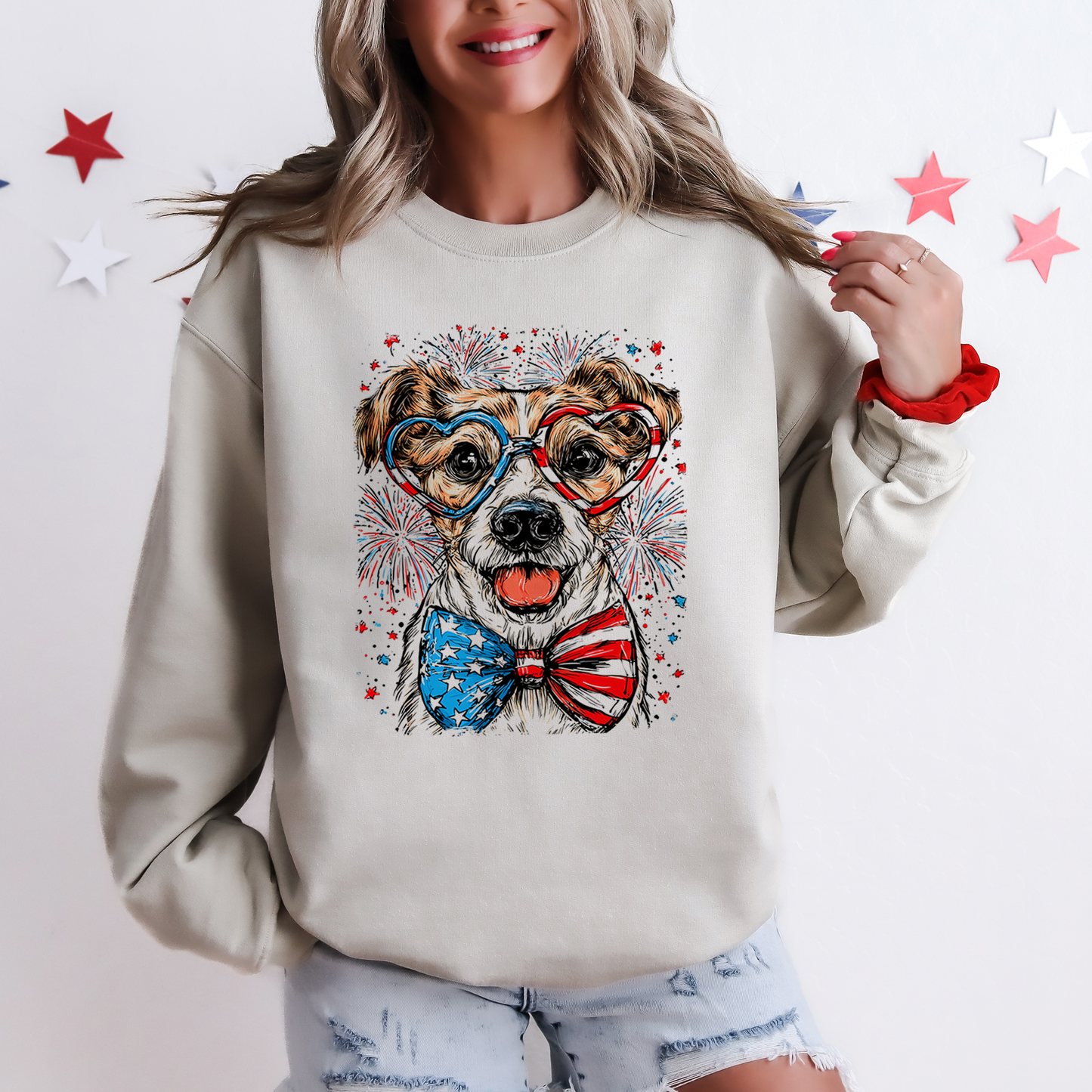 Jack Russell Terrier Patriotic Dog, USA, America, Pet Lover, 4th of July Sweatshirt