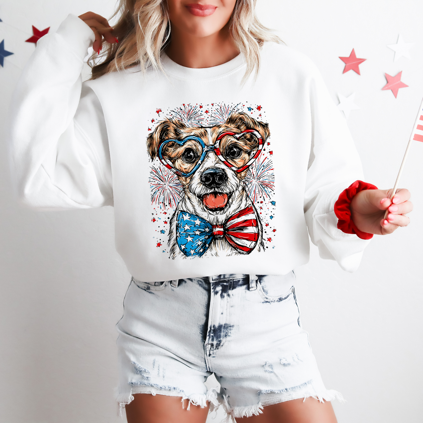 Jack Russell Terrier Patriotic Dog, USA, America, Pet Lover, 4th of July Sweatshirt