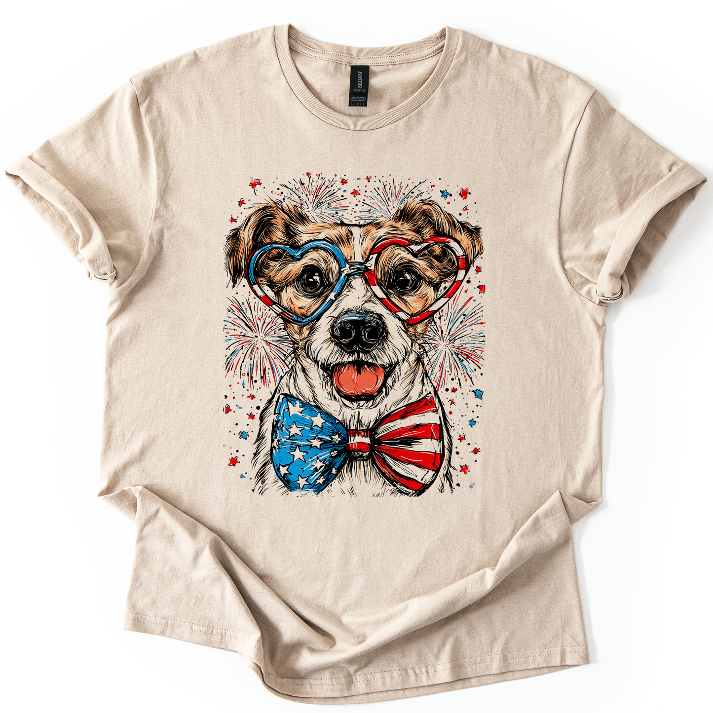 Jack Russell Terrier Patriotic Dog, USA, America, Pet Lover, 4th of July, Soft Style T-Shirt