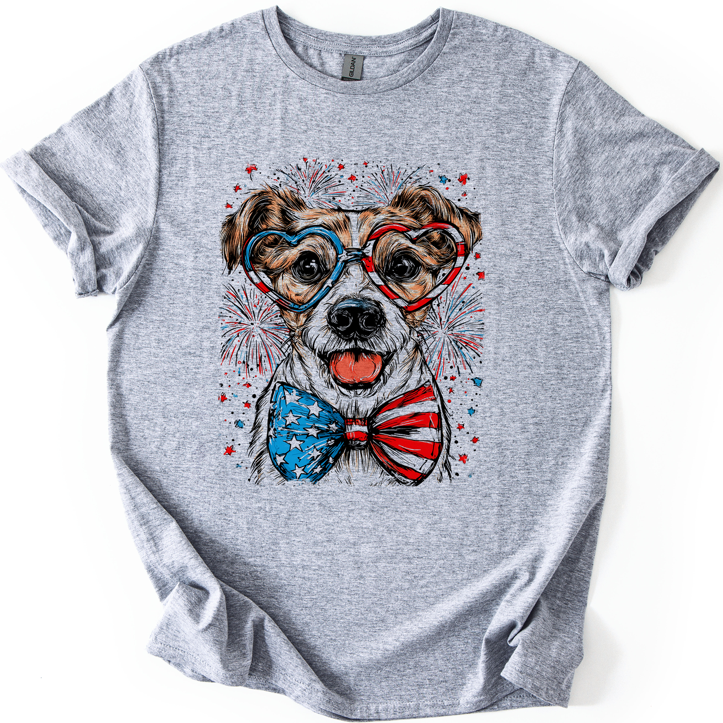 Jack Russell Terrier Patriotic Dog, USA, America, Pet Lover, 4th of July, Soft Style T-Shirt