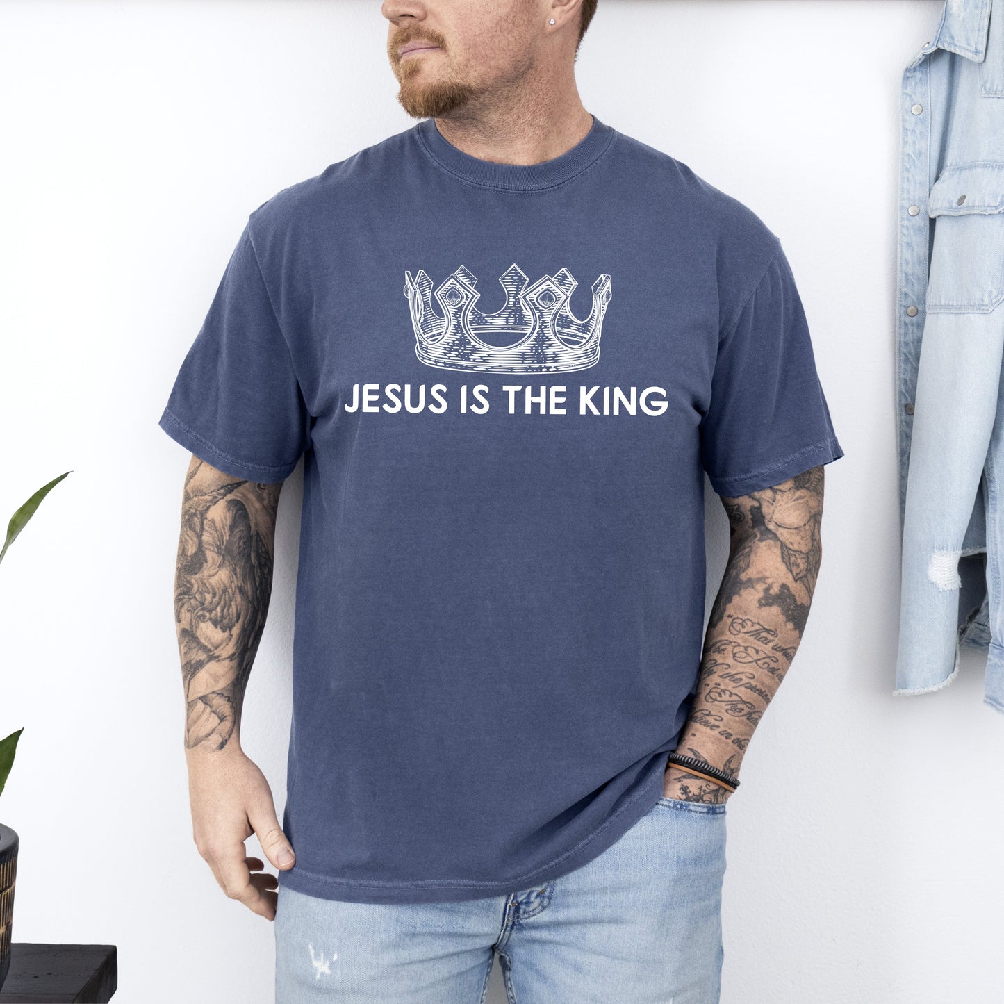 Jesus Is The King, Crown, Religious, Christian, Faith, Gospel Tshirt Comfort Colors T-Shirt