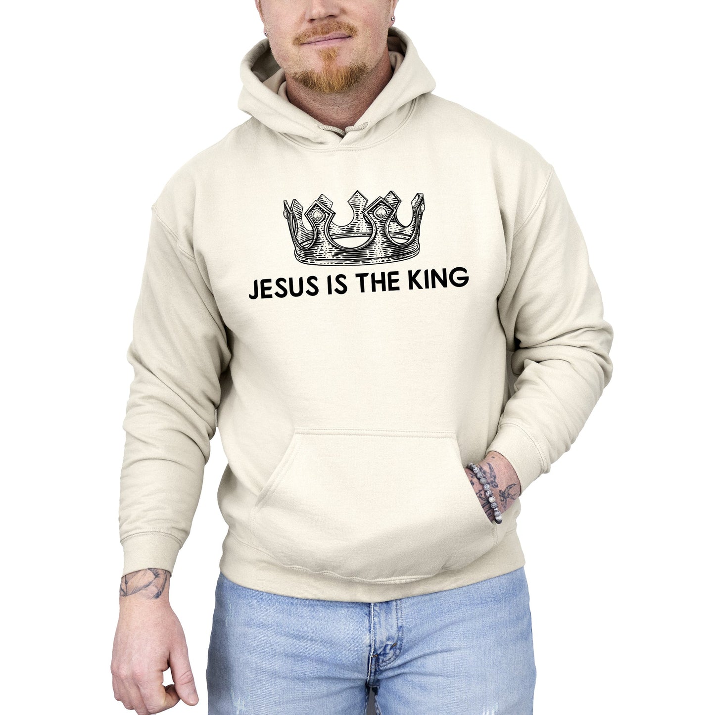 Jesus Is The King, Crown, Religious, Christian, Faith, Gospel Hoodie, Hooded Sweatshirt