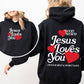 Jesus Loves You, Good News, Front and Back, Hearts, Christian, Faith, Gospel, Religious, Love Hoodie, Hooded Sweatshirt
