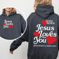 Jesus Loves You, Good News, Front and Back, Hearts, Christian, Faith, Gospel, Religious, Love Hoodie, Hooded Sweatshirt