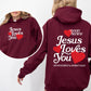 Jesus Loves You, Good News, Front and Back, Hearts, Christian, Faith, Gospel, Religious, Love Hoodie, Hooded Sweatshirt