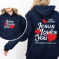 Jesus Loves You, Good News, Front and Back, Hearts, Christian, Faith, Gospel, Religious, Love Hoodie, Hooded Sweatshirt