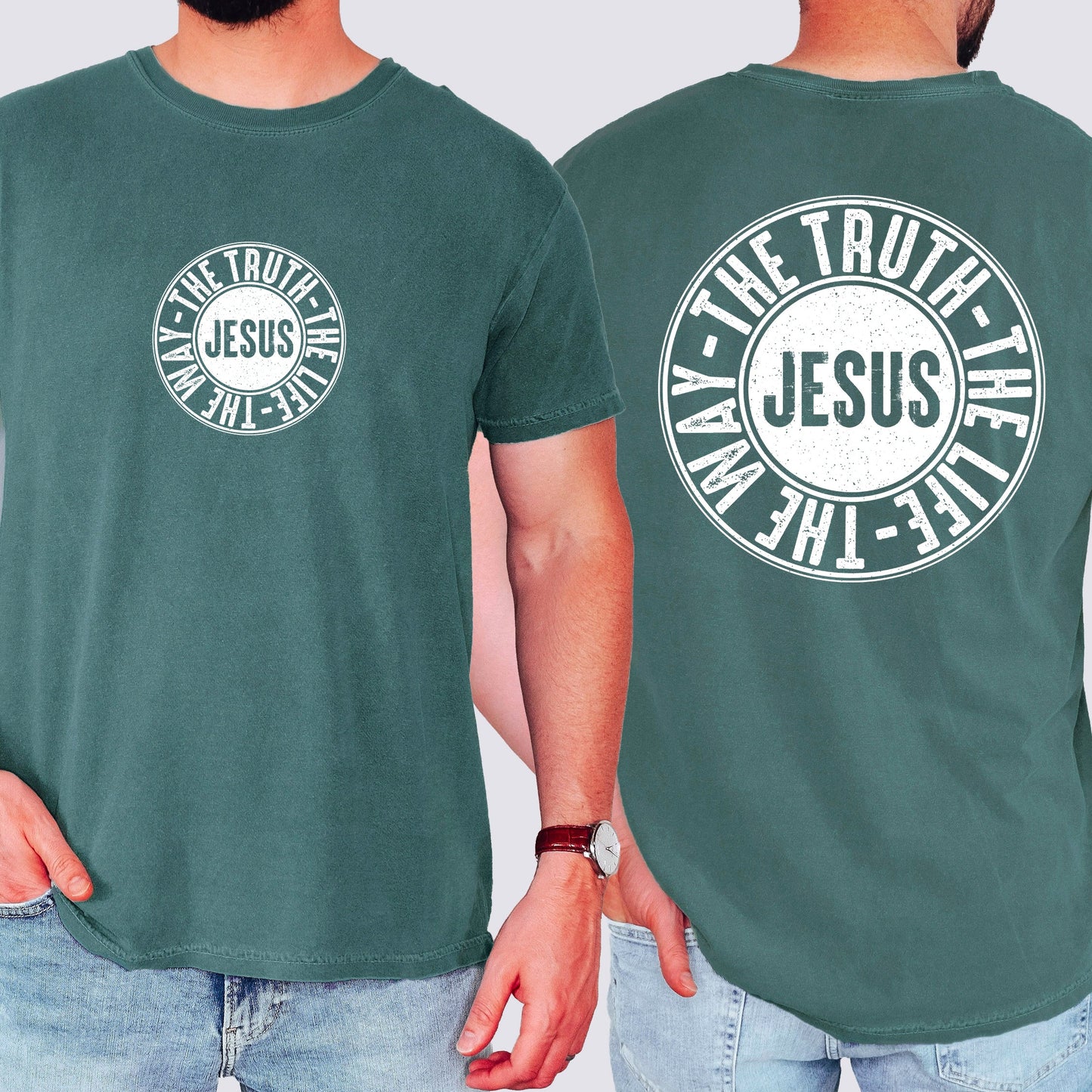 Jesus, The Way, The Truth, The Life, Circle, Christian, Religious, Faith, Gospel Tshirt Comfort Colors T-Shirt