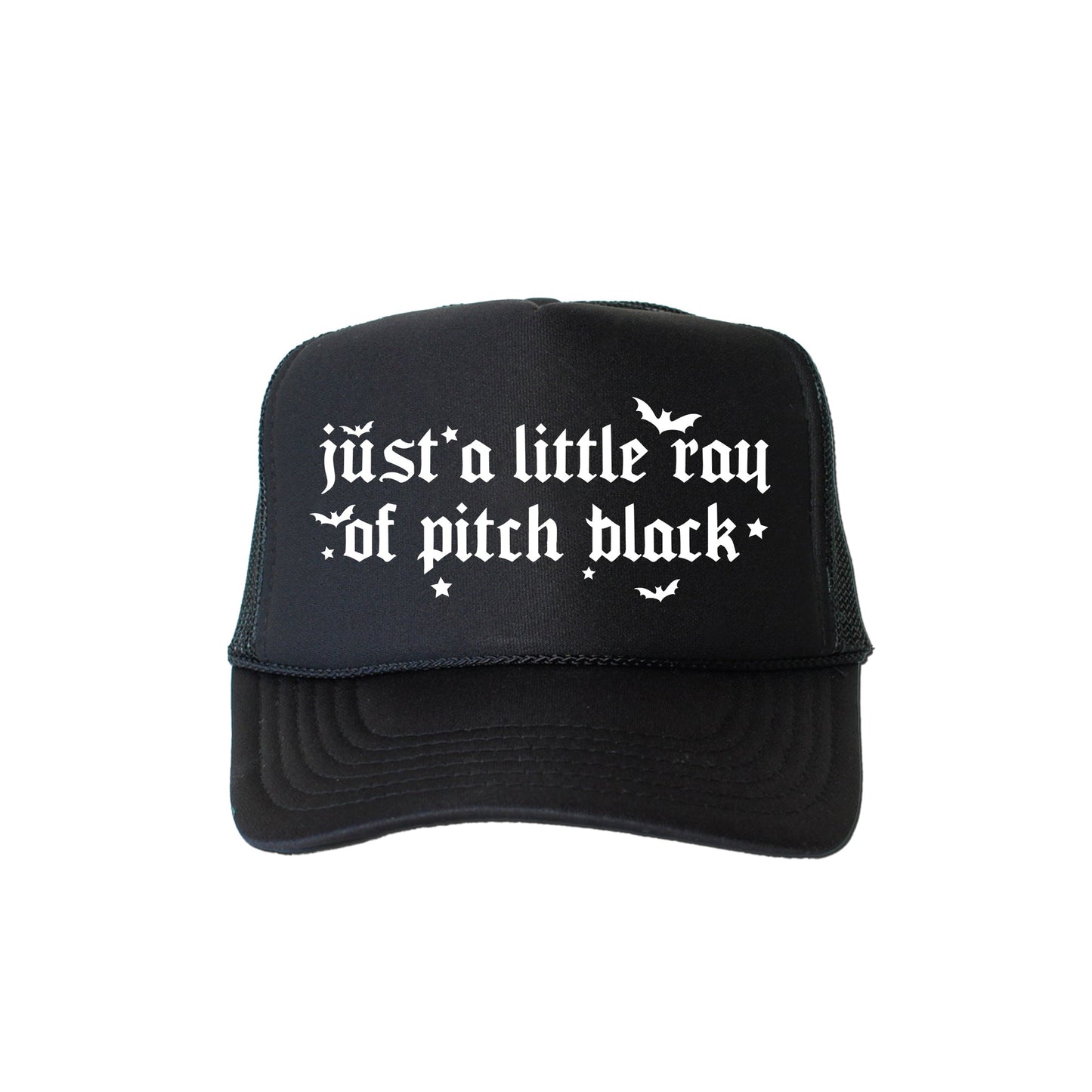 Just A Little Ray Of Pitch Black, Sassy, Funny, Halloween, Black Snapback Trucker Hat