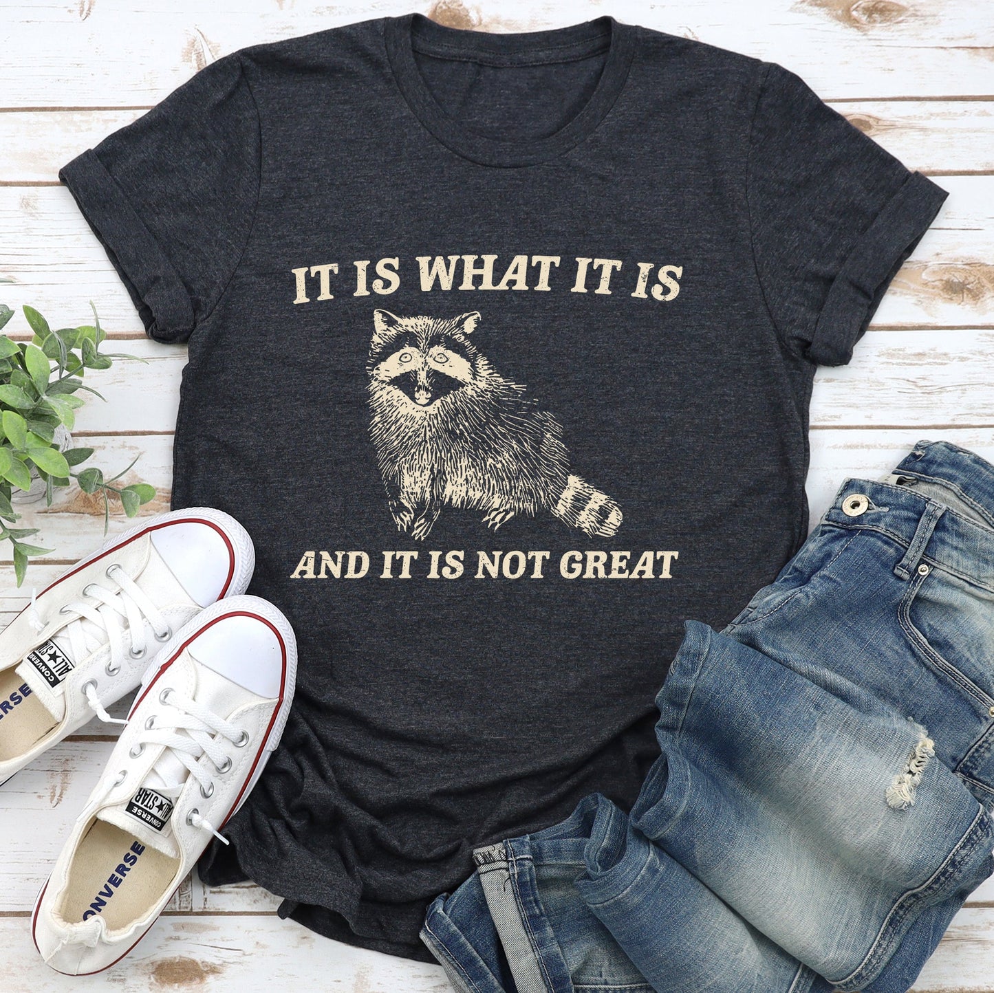 It Is What It Is And It's Not Great, Raccoon, Funny, Aesthetic, Meme Soft T-Shirt Comfort Colors T-Shirt