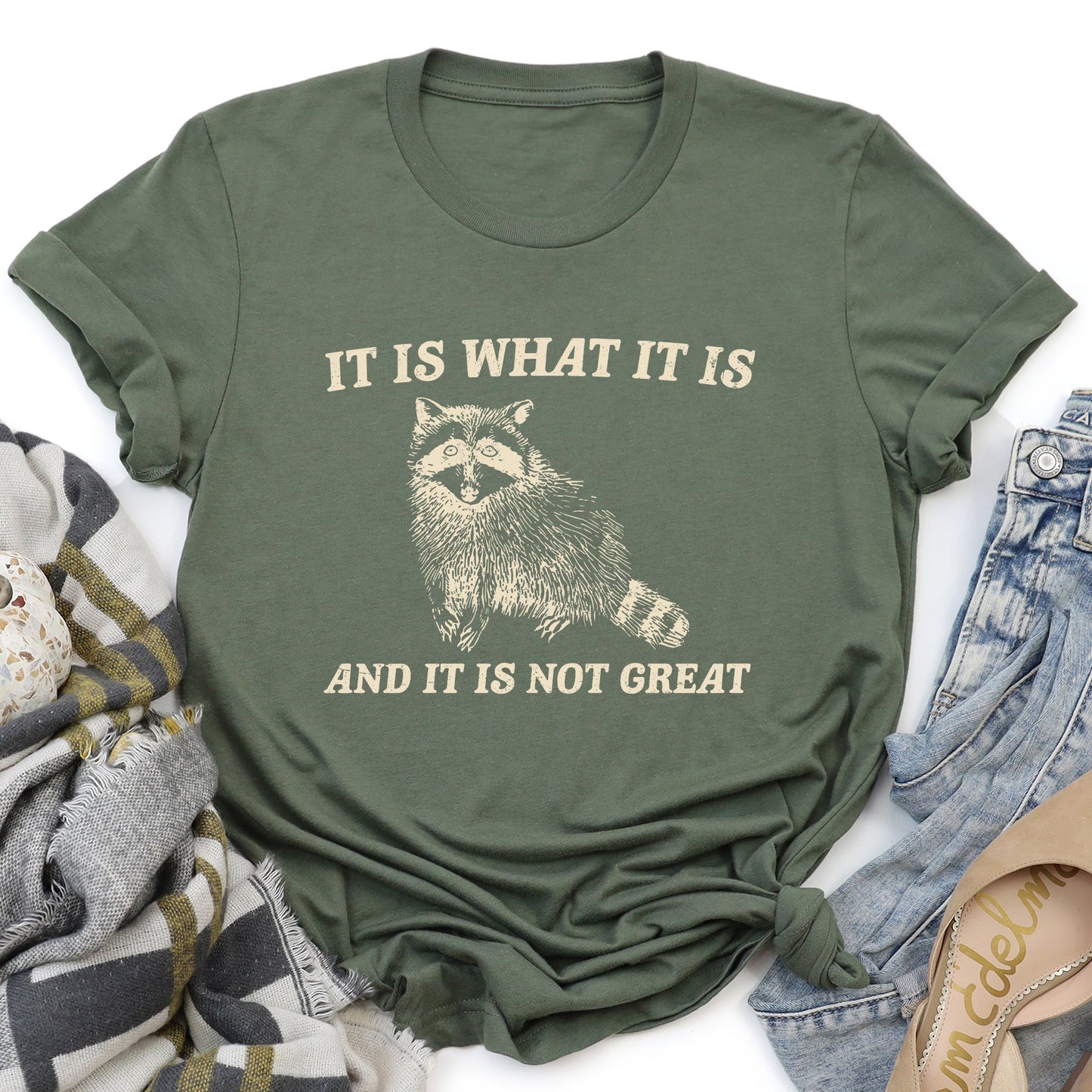 It Is What It Is And It's Not Great, Raccoon, Funny, Aesthetic, Meme Soft T-Shirt Comfort Colors T-Shirt