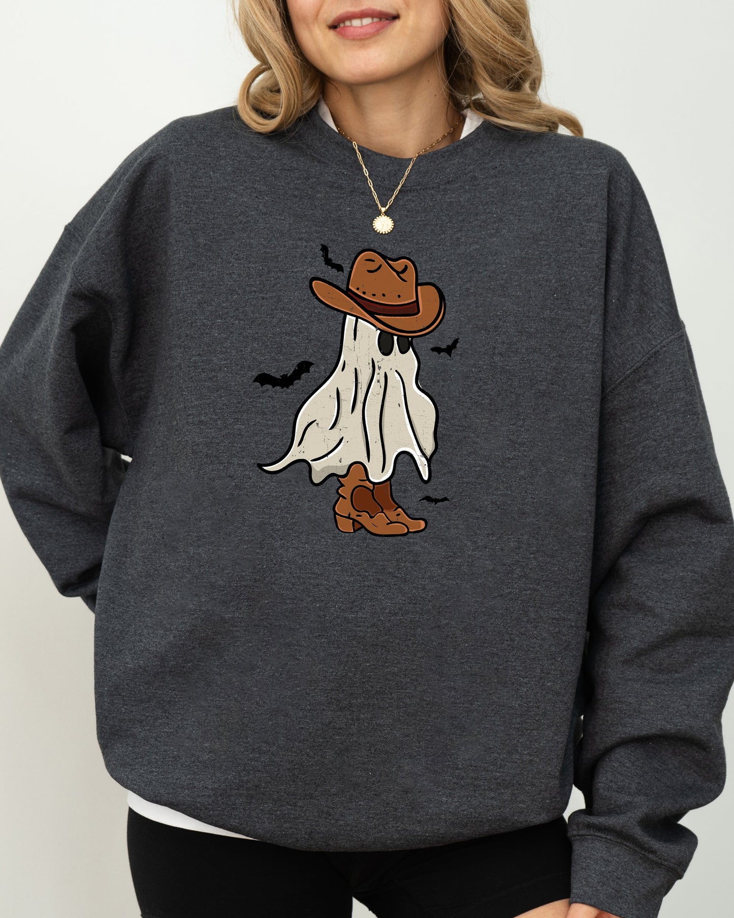 Mini Cowboy Ghost, Funny, Retro, Aesthetic, Vintage Sweatshirt