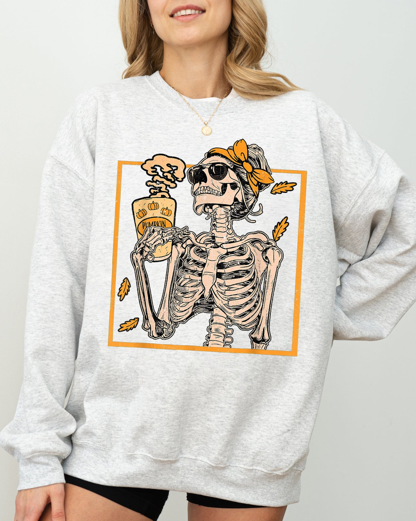 Coffee Lover Skeleton Lady, Mom, Retro, Aesthetic, Vintage Sweatshirt