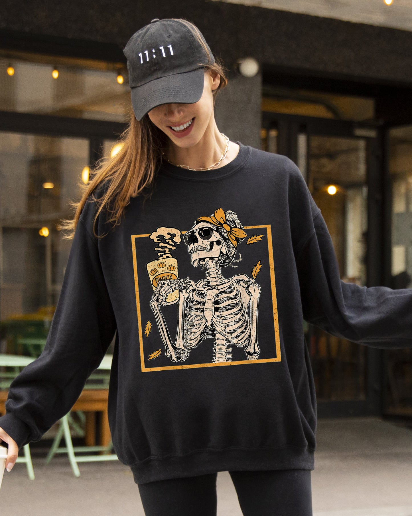 Coffee Lover Skeleton Lady, Mom, Retro, Aesthetic, Vintage Sweatshirt