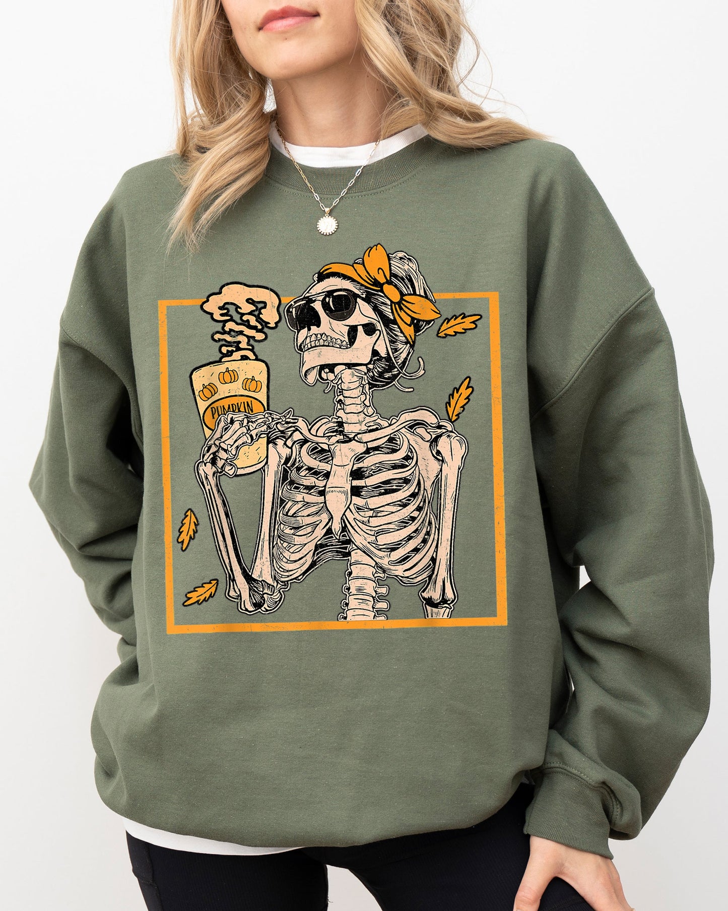 Coffee Lover Skeleton Lady, Mom, Retro, Aesthetic, Vintage Sweatshirt