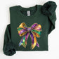 Mardi Gras, Bow, Coquette, Carnival, Fleur de Lis, Fat Tuesday, Parade Sweatshirt