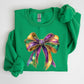 Mardi Gras, Bow, Coquette, Carnival, Fleur de Lis, Fat Tuesday, Parade Sweatshirt