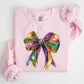 Mardi Gras, Bow, Coquette, Carnival, Fleur de Lis, Fat Tuesday, Parade Sweatshirt
