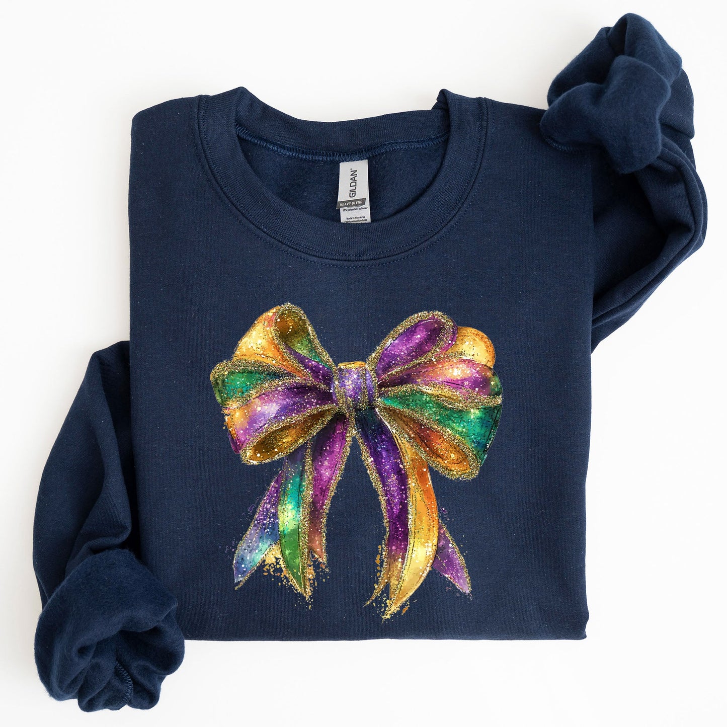 Mardi Gras, Bow, Coquette, Carnival, Fleur de Lis, Fat Tuesday, Parade Sweatshirt