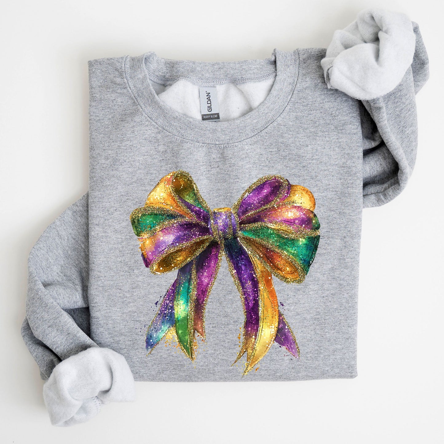 Mardi Gras, Bow, Coquette, Carnival, Fleur de Lis, Fat Tuesday, Parade Sweatshirt