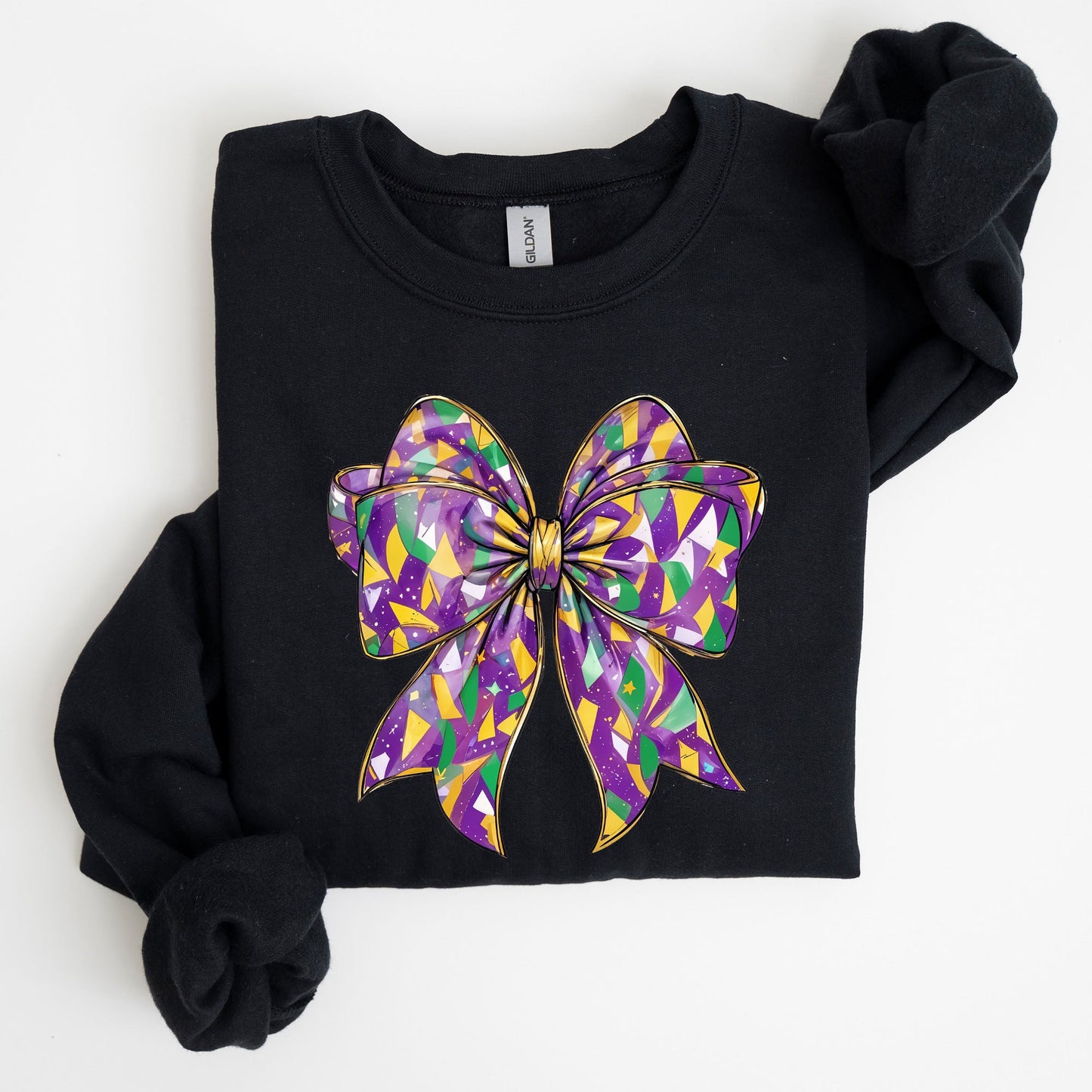 Mardi Gras, Coquette, Bow, Carnival, Fleur de Lis, Fat Tuesday, Parade Sweatshirt