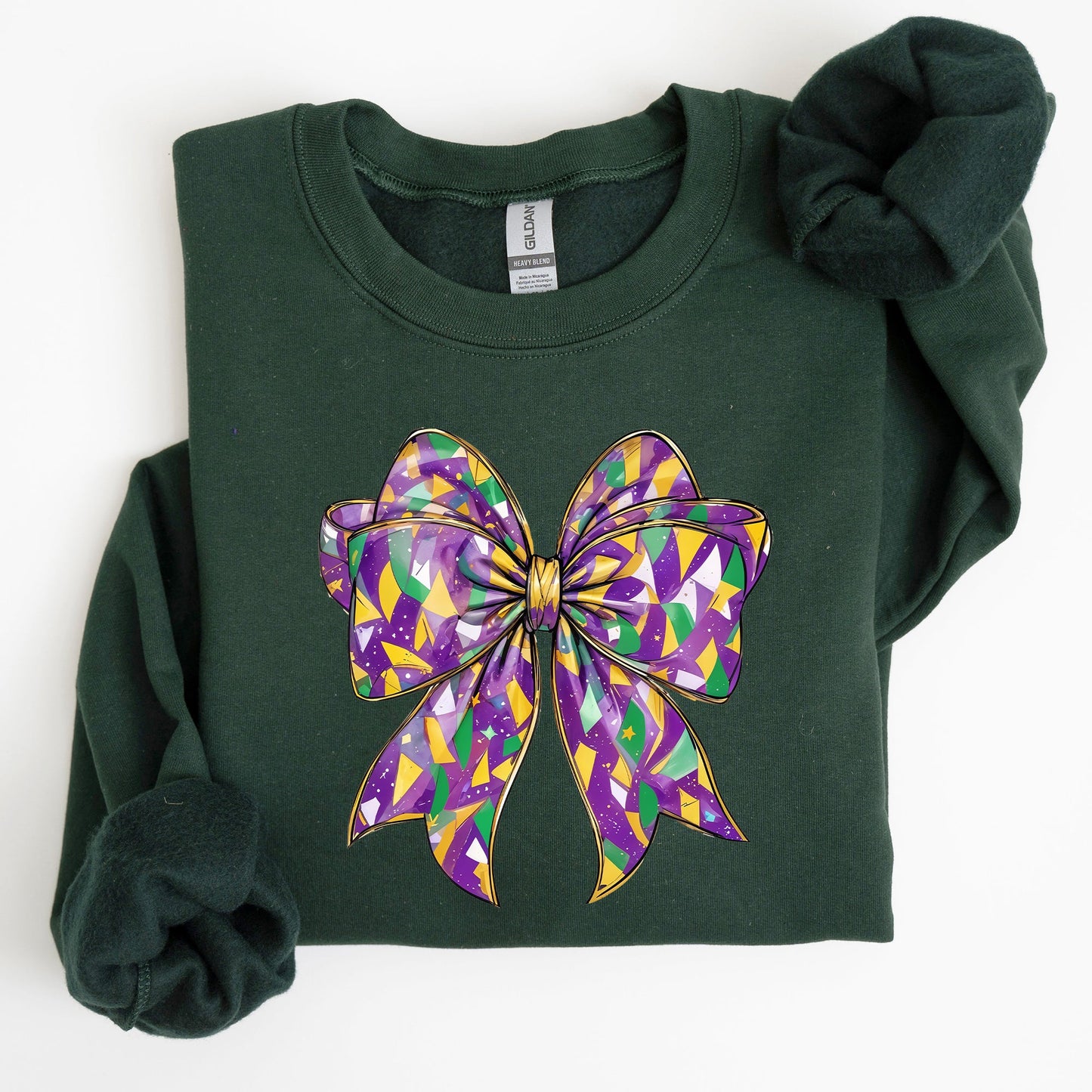 Mardi Gras, Coquette, Bow, Carnival, Fleur de Lis, Fat Tuesday, Parade Sweatshirt