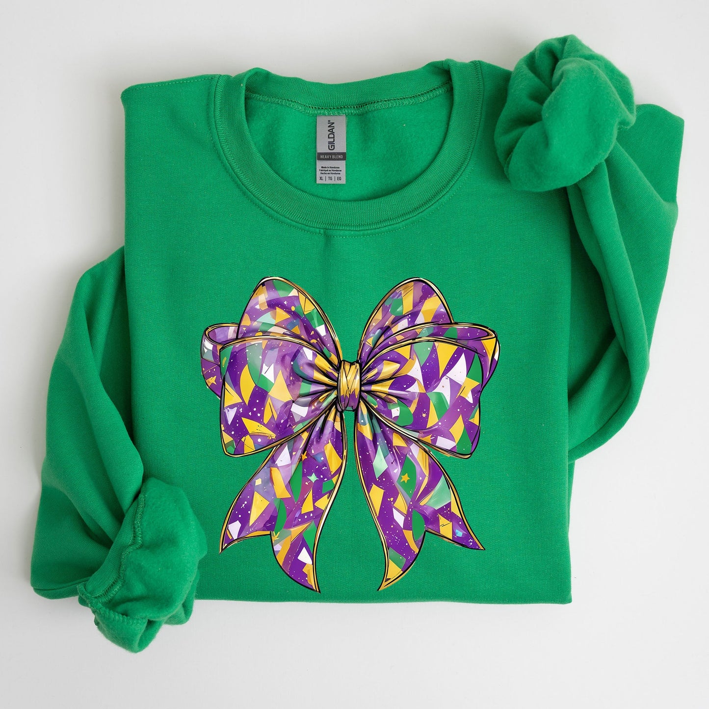 Mardi Gras, Coquette, Bow, Carnival, Fleur de Lis, Fat Tuesday, Parade Sweatshirt