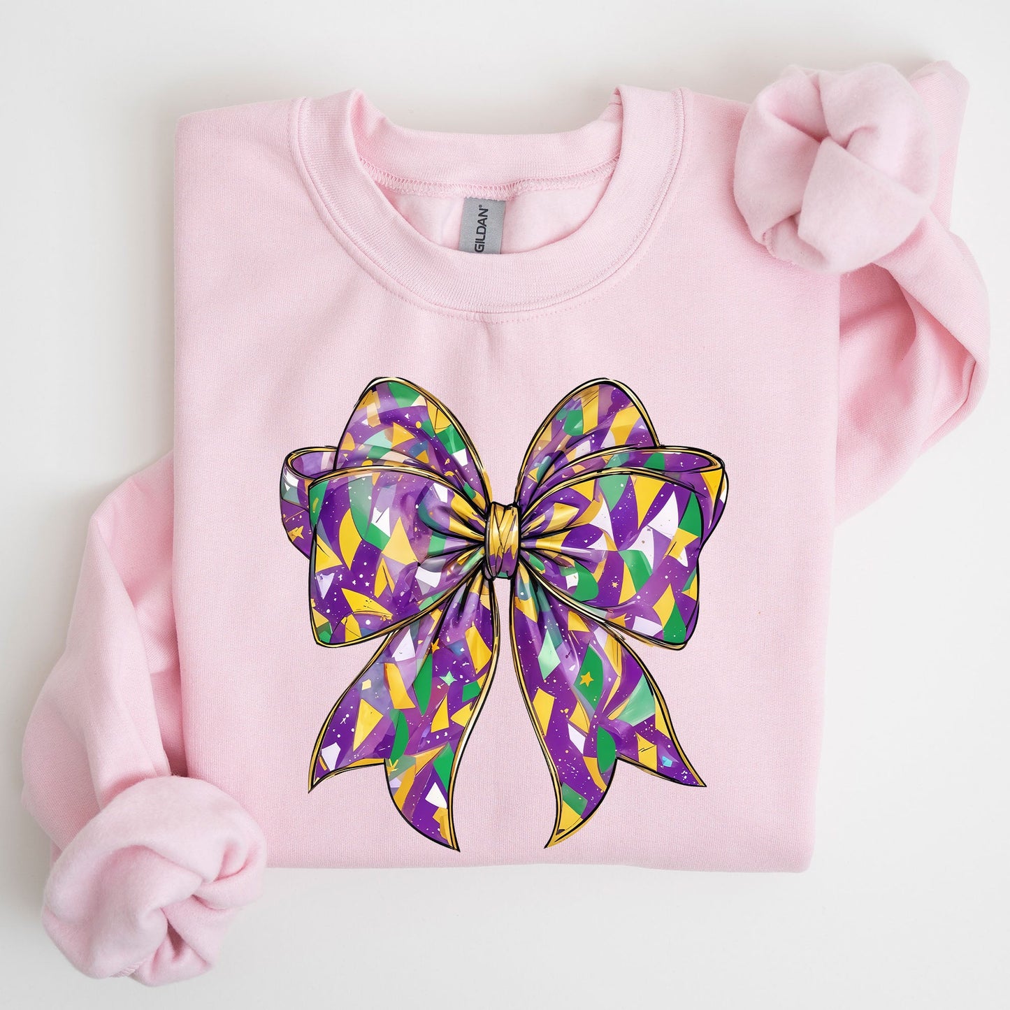 Mardi Gras, Coquette, Bow, Carnival, Fleur de Lis, Fat Tuesday, Parade Sweatshirt