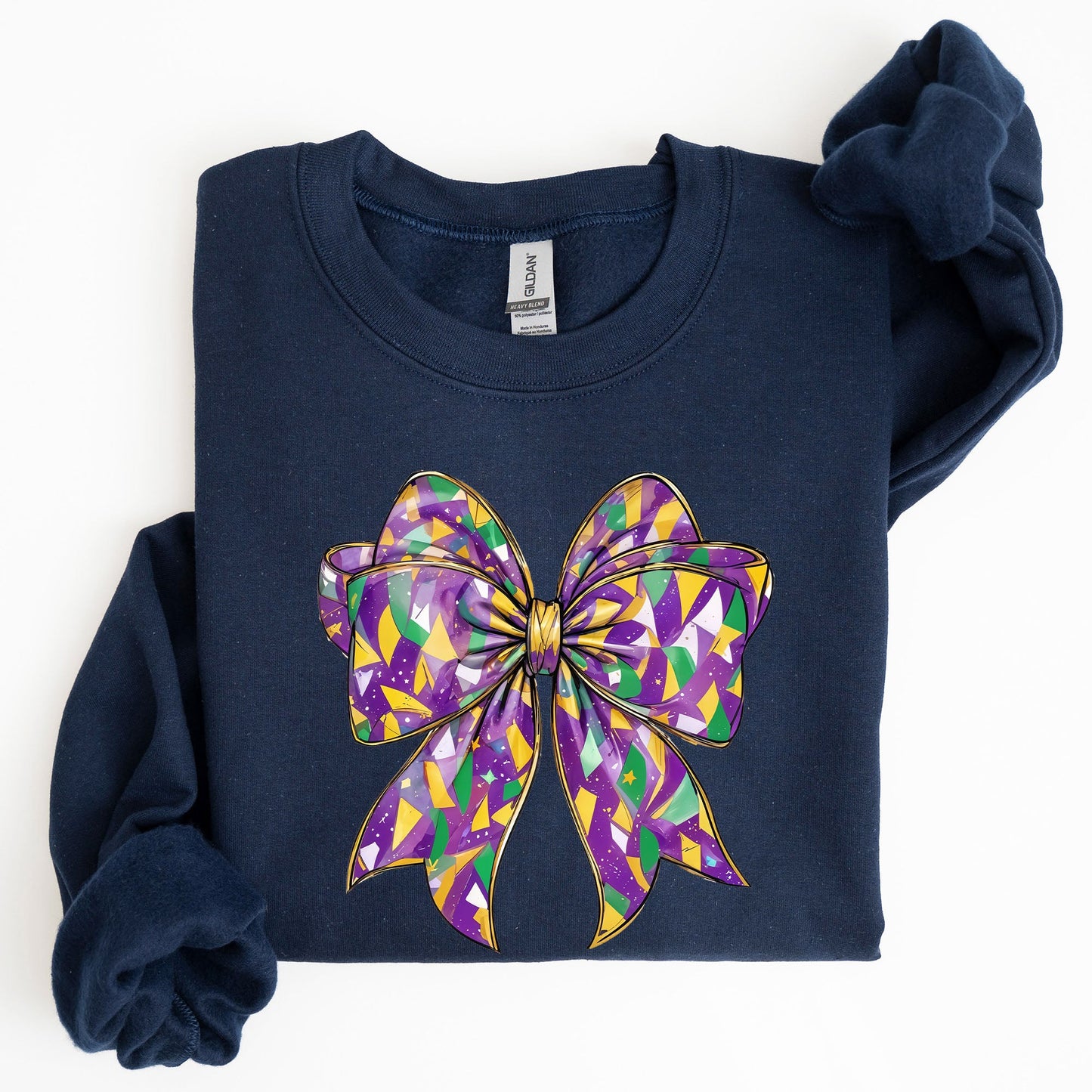 Mardi Gras, Coquette, Bow, Carnival, Fleur de Lis, Fat Tuesday, Parade Sweatshirt