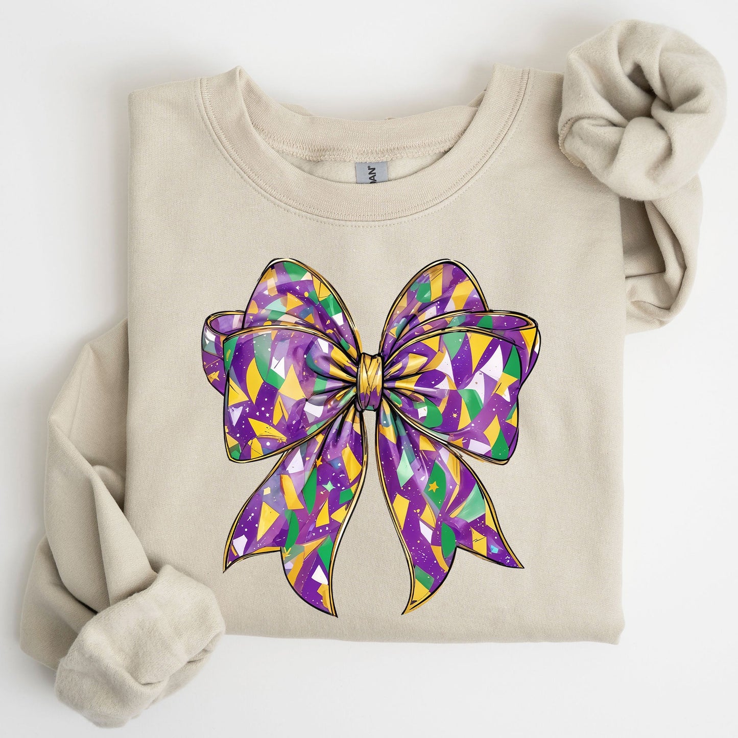 Mardi Gras, Coquette, Bow, Carnival, Fleur de Lis, Fat Tuesday, Parade Sweatshirt