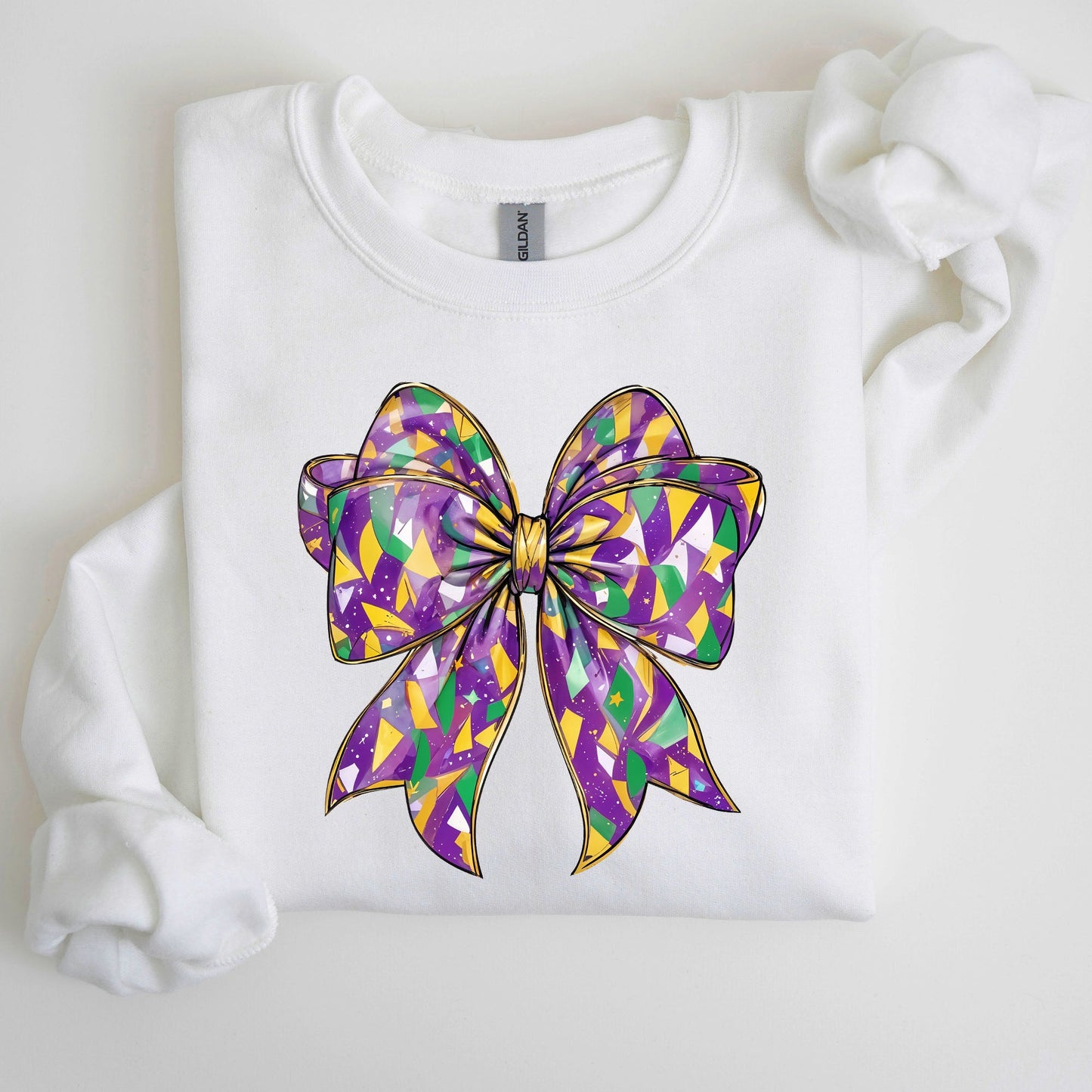 Mardi Gras, Coquette, Bow, Carnival, Fleur de Lis, Fat Tuesday, Parade Sweatshirt