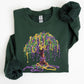 Mardi Gras, Bead Tree, Coquette, Carnival, Fleur de Lis, Fat Tuesday, Parade Sweatshirt