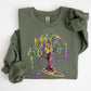 Mardi Gras, Bead Tree, Coquette, Carnival, Fleur de Lis, Fat Tuesday, Parade Sweatshirt