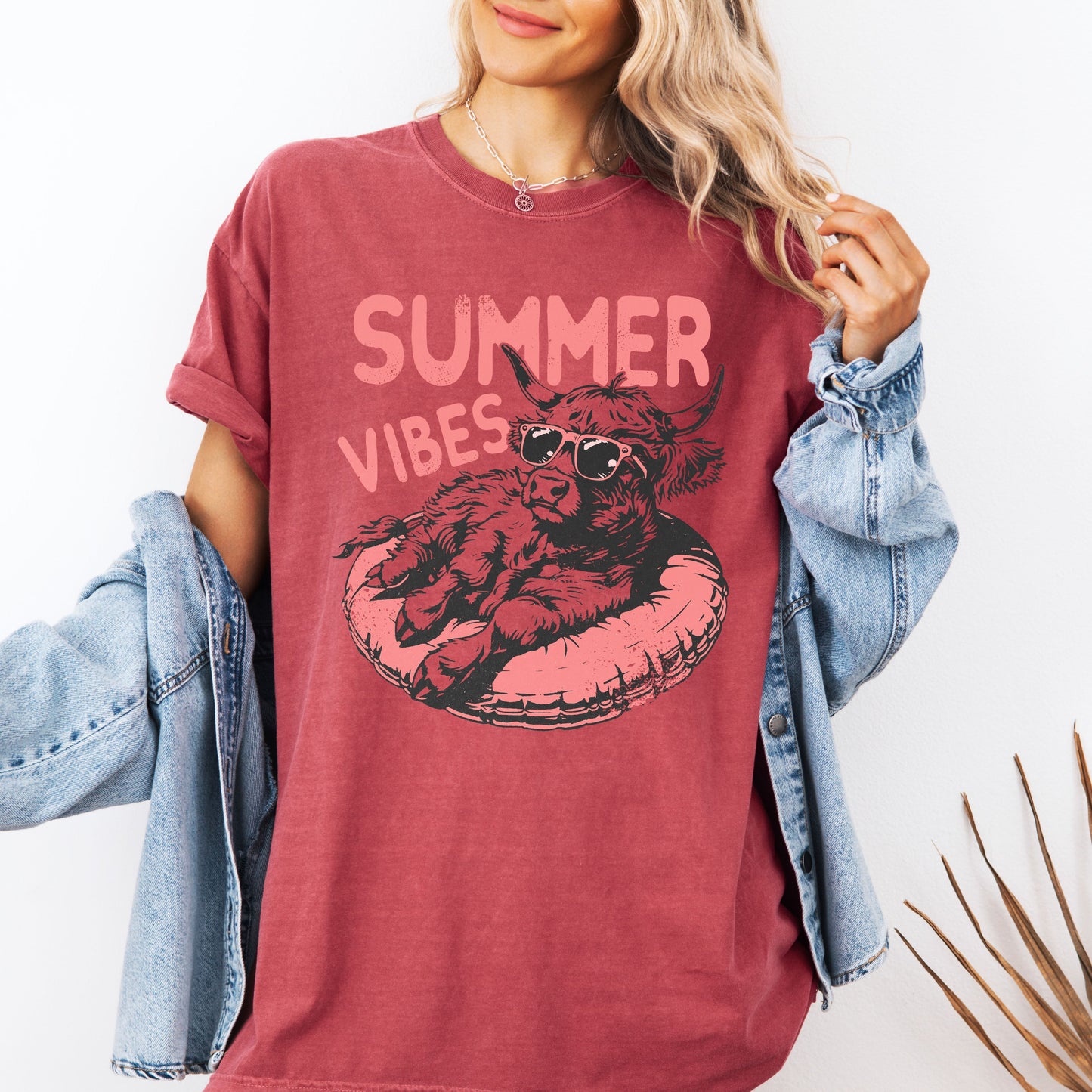 Summer Vibes, Beach, Highland Cow, Farm, Cow, Funny Tshirt Comfort Colors T-Shirt