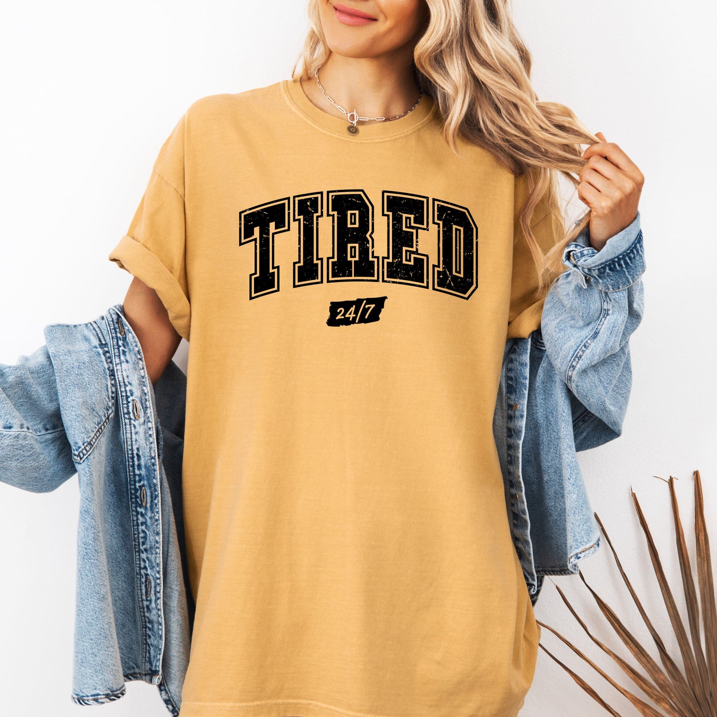 Tired 24/7, Motivational, Funny, Mom Life, Anxiety, Mother's Day Tshirt Comfort Colors T-Shirt