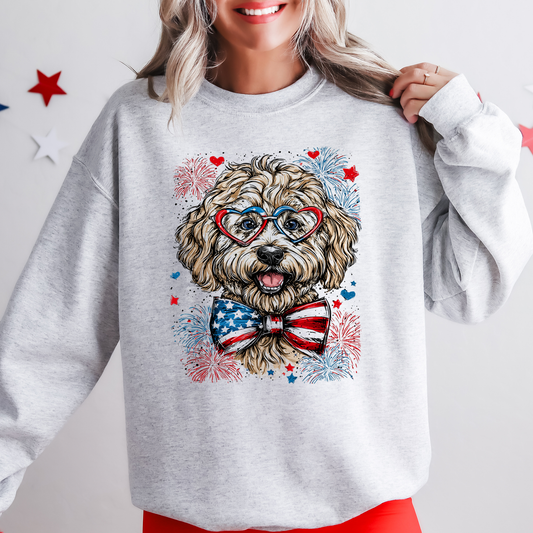 Labradoodle Patriotic Dog, USA, America, Pet Lover, 4th of July Sweatshirt