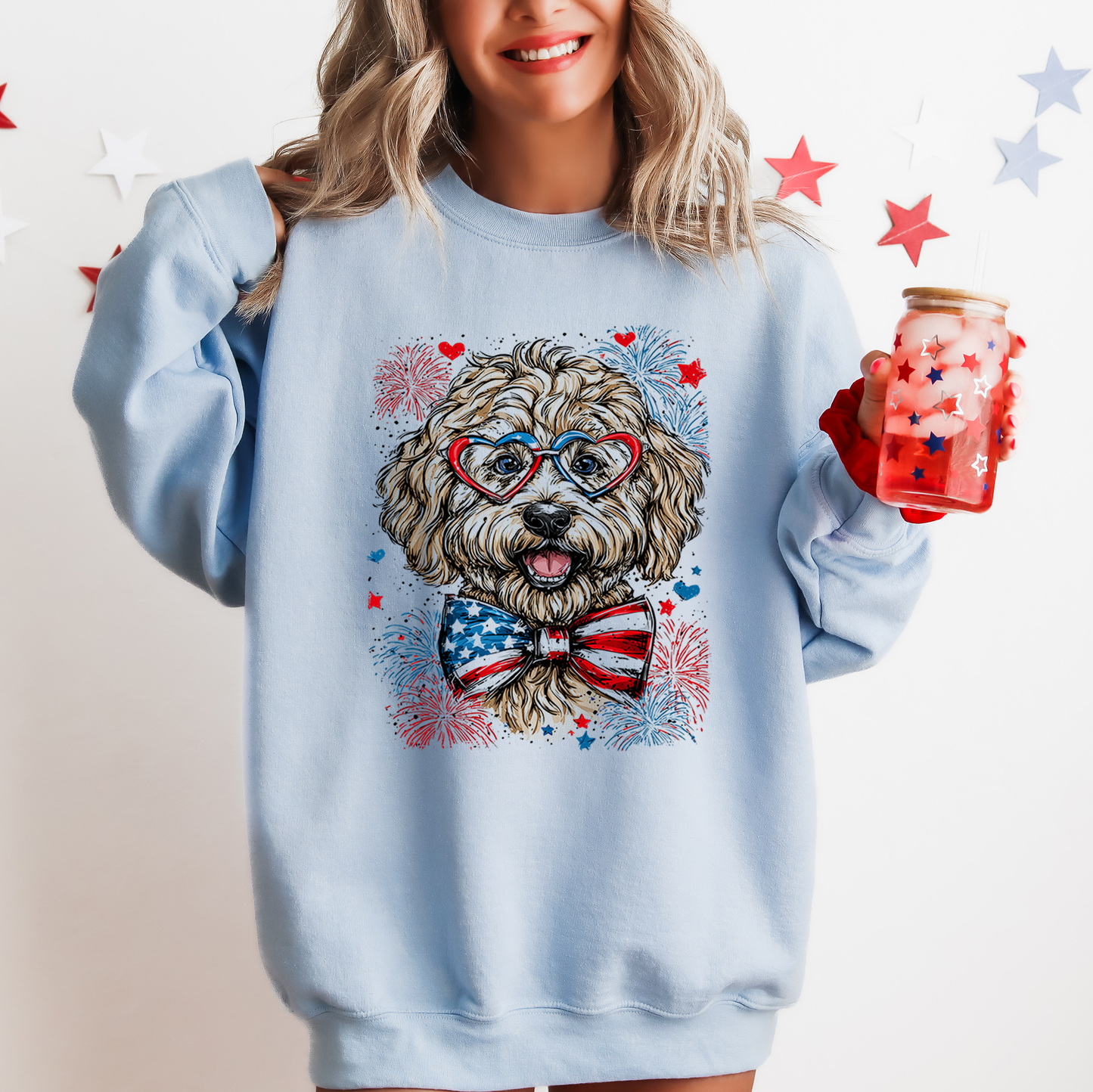 Labradoodle Patriotic Dog, USA, America, Pet Lover, 4th of July Sweatshirt