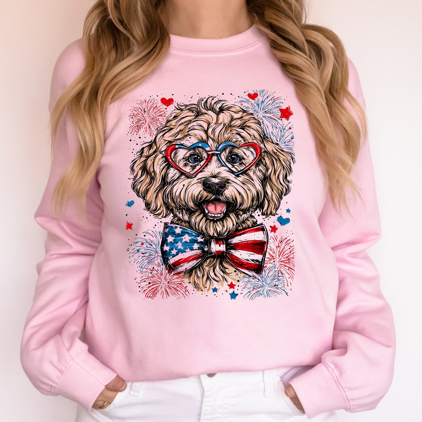 Labradoodle Patriotic Dog, USA, America, Pet Lover, 4th of July Sweatshirt