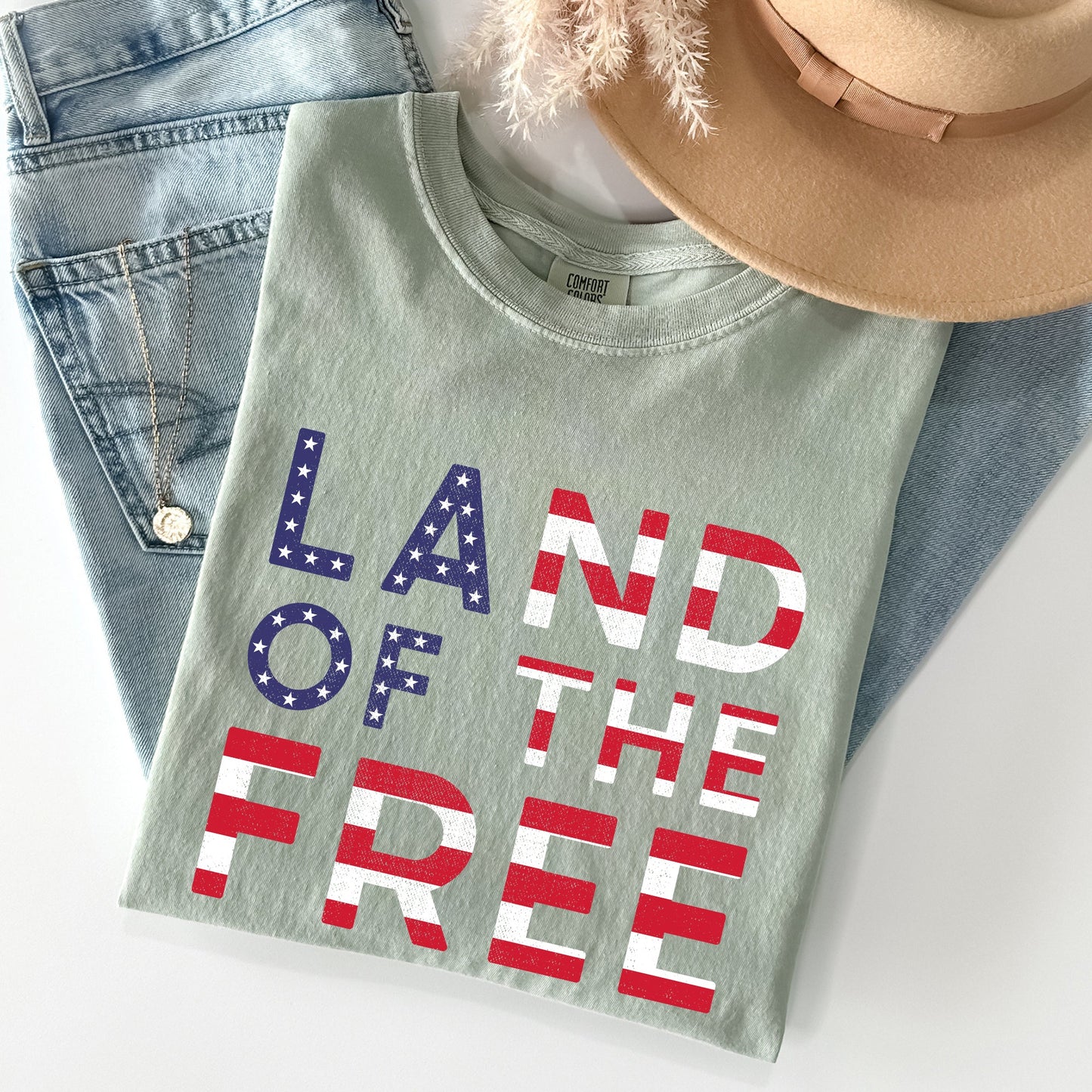 Land Of The Free Patriotic 4th of July Comfort Colors Tshirt