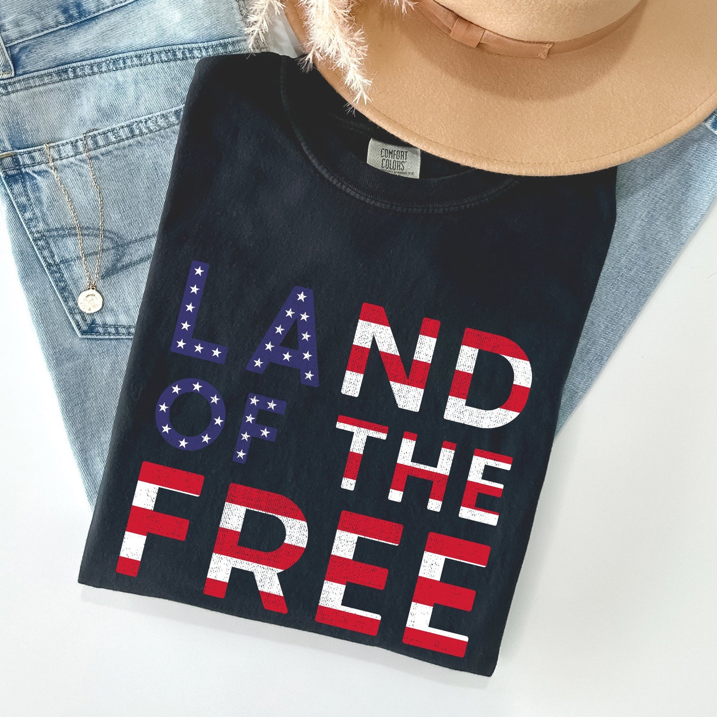 Land Of The Free Patriotic 4th of July Comfort Colors Tshirt