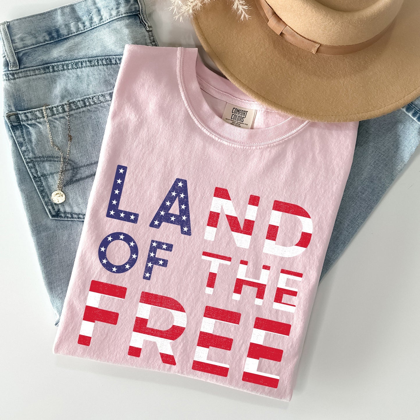 Land Of The Free Patriotic 4th of July Comfort Colors Tshirt