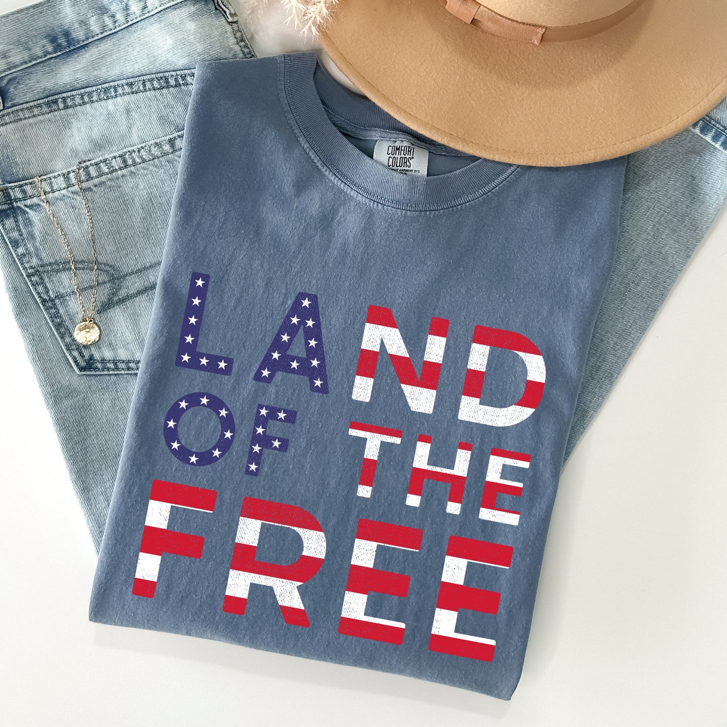 Land Of The Free Patriotic 4th of July Comfort Colors Tshirt