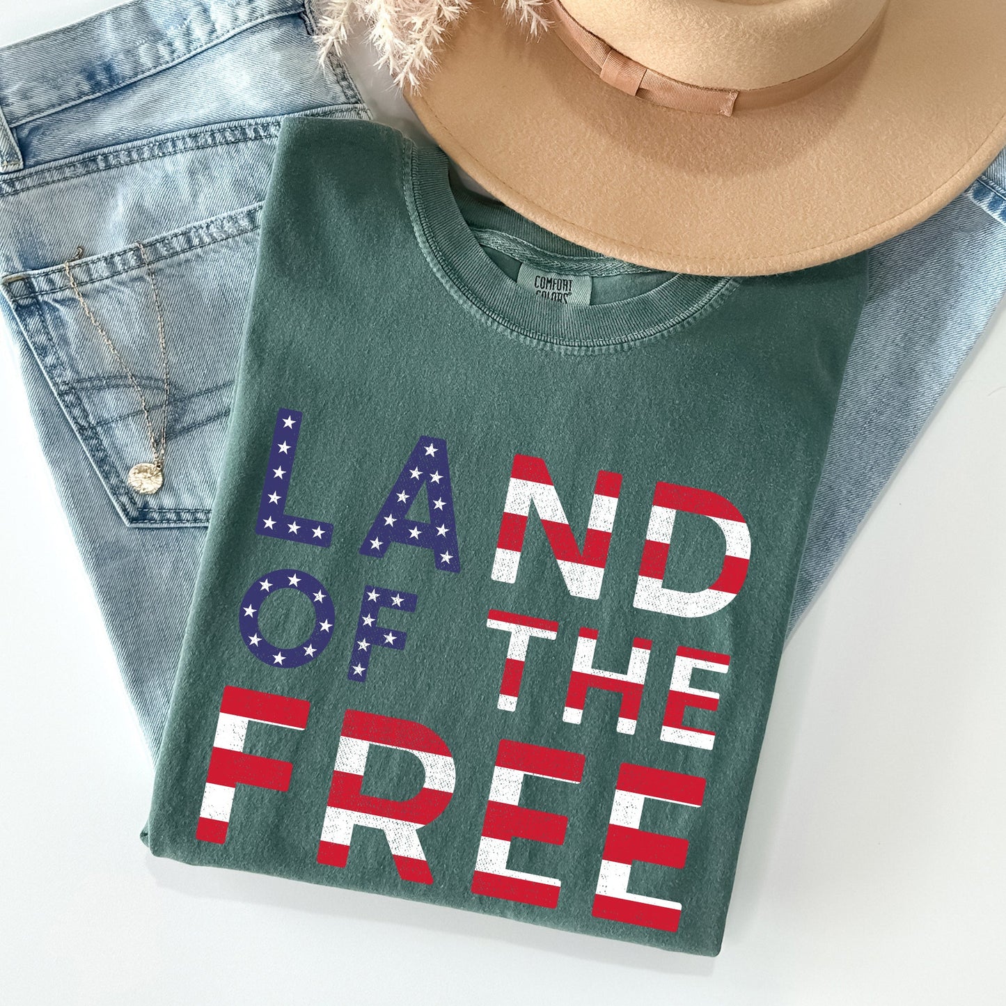 Land Of The Free Patriotic 4th of July Comfort Colors Tshirt