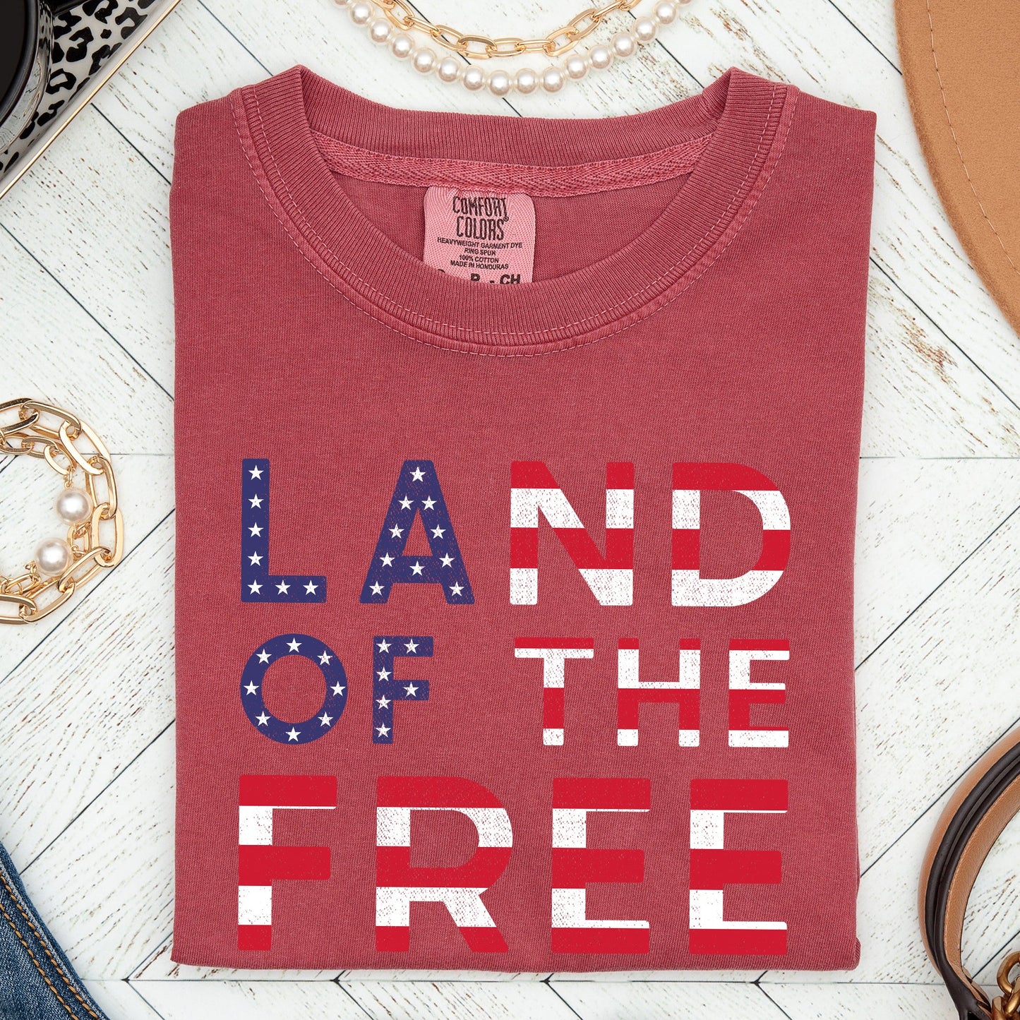 Land Of The Free Patriotic 4th of July Comfort Colors Tshirt