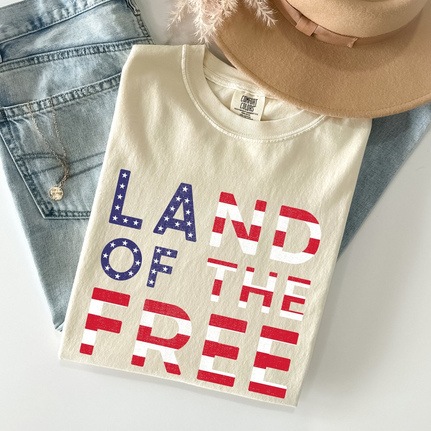 Land Of The Free Patriotic 4th of July Comfort Colors Tshirt